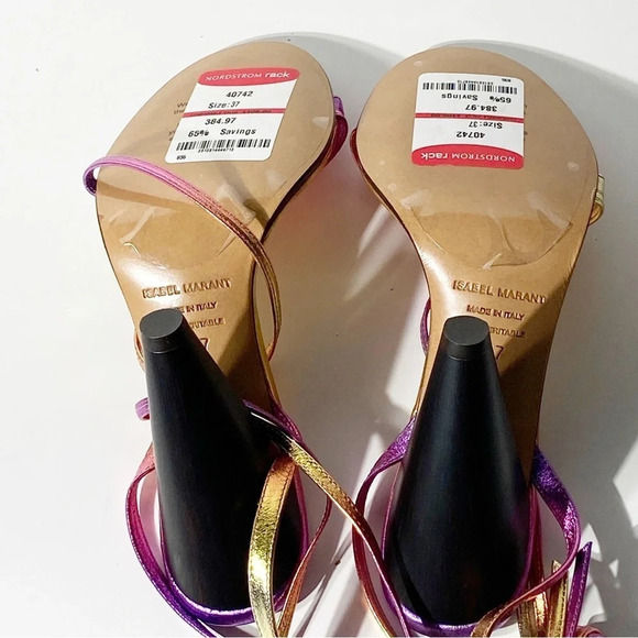 New Isabel Marant Aliza Metallic Leather Sandals in Metallic Pink - Picture 8 of 10